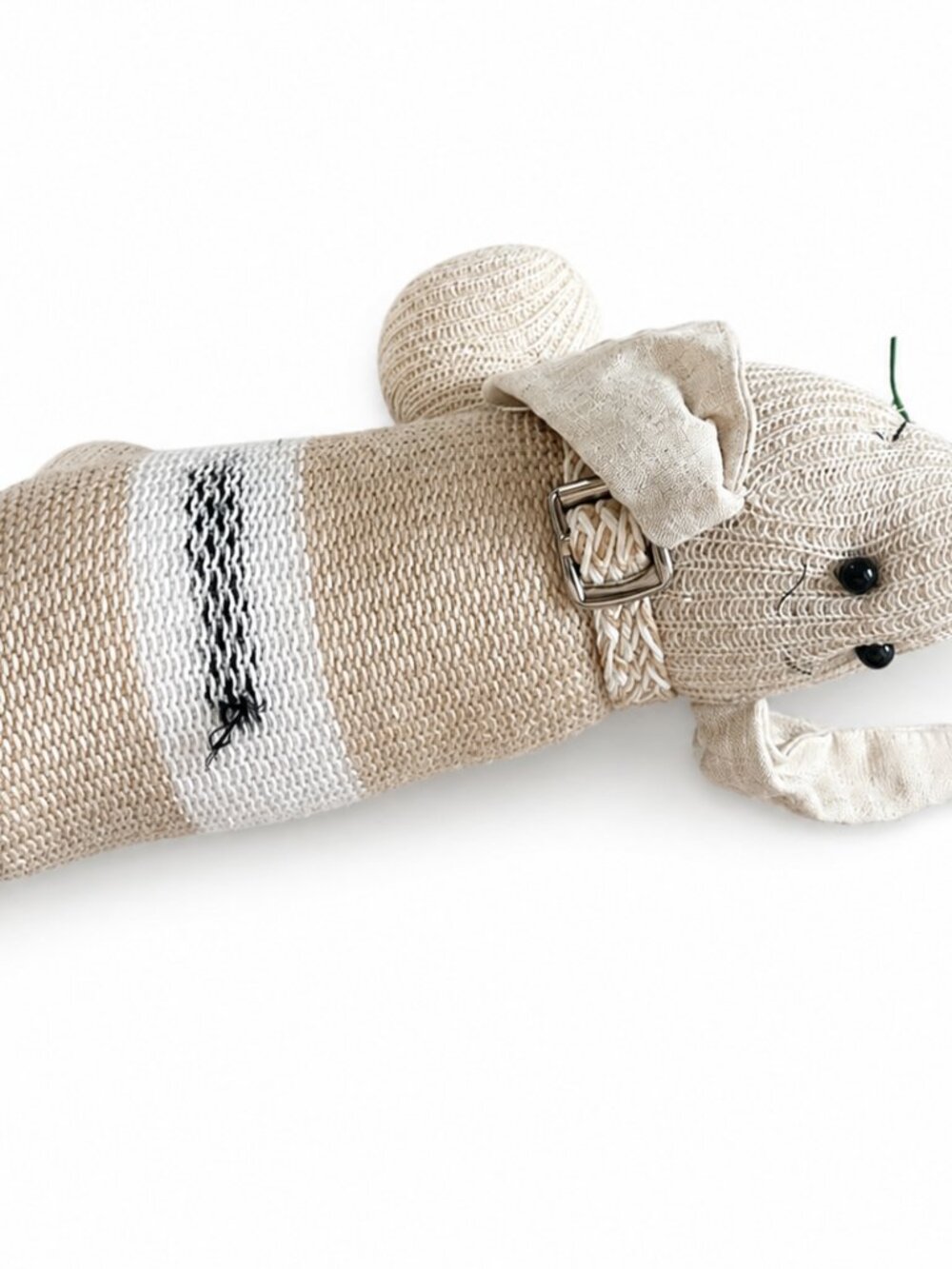 Handmade Smiling Dachshund Plush Toy Hug Pillow OOAK Knit Soft Dog Russia - Picture 3 of 8